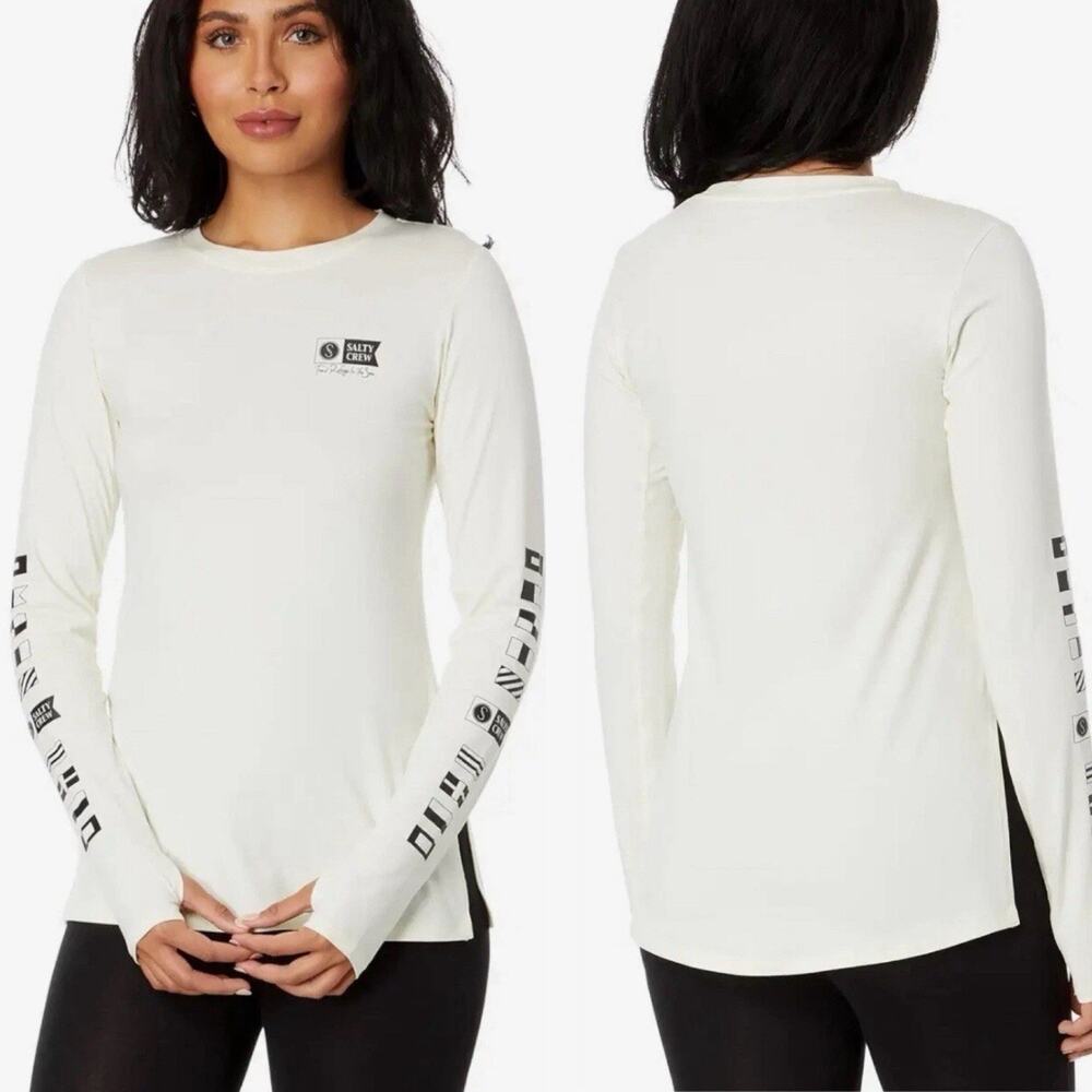 Salty Crew Thrill Seekers Sun Shirt Womens XL UPF 50 Long Sleeve Ivory